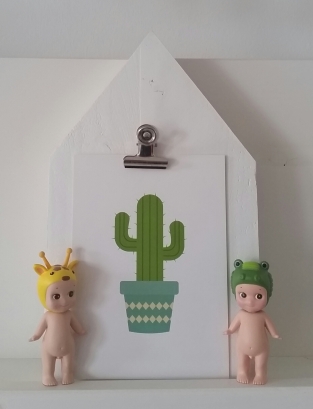 Groene cactus kaart leuk voor kinderkamer